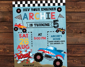Monster Truck Invitation - Monster Truck Party Invitation - Monster Truck Birthday Invitation - Digital Printable Invitation #DPI1307