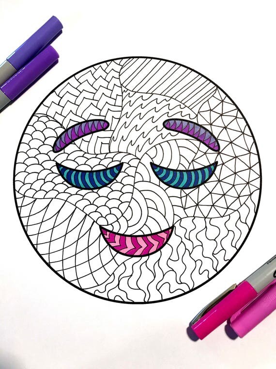 zentangle how to coloring Zentangle Coloring PDF Emoji Page Relieved