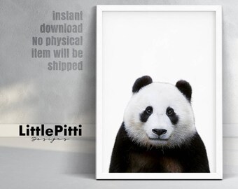 Panda print, children bedroom art, panda wall art, panda bear, panda nursery art, printable kids gift, digital print, nursery animal print