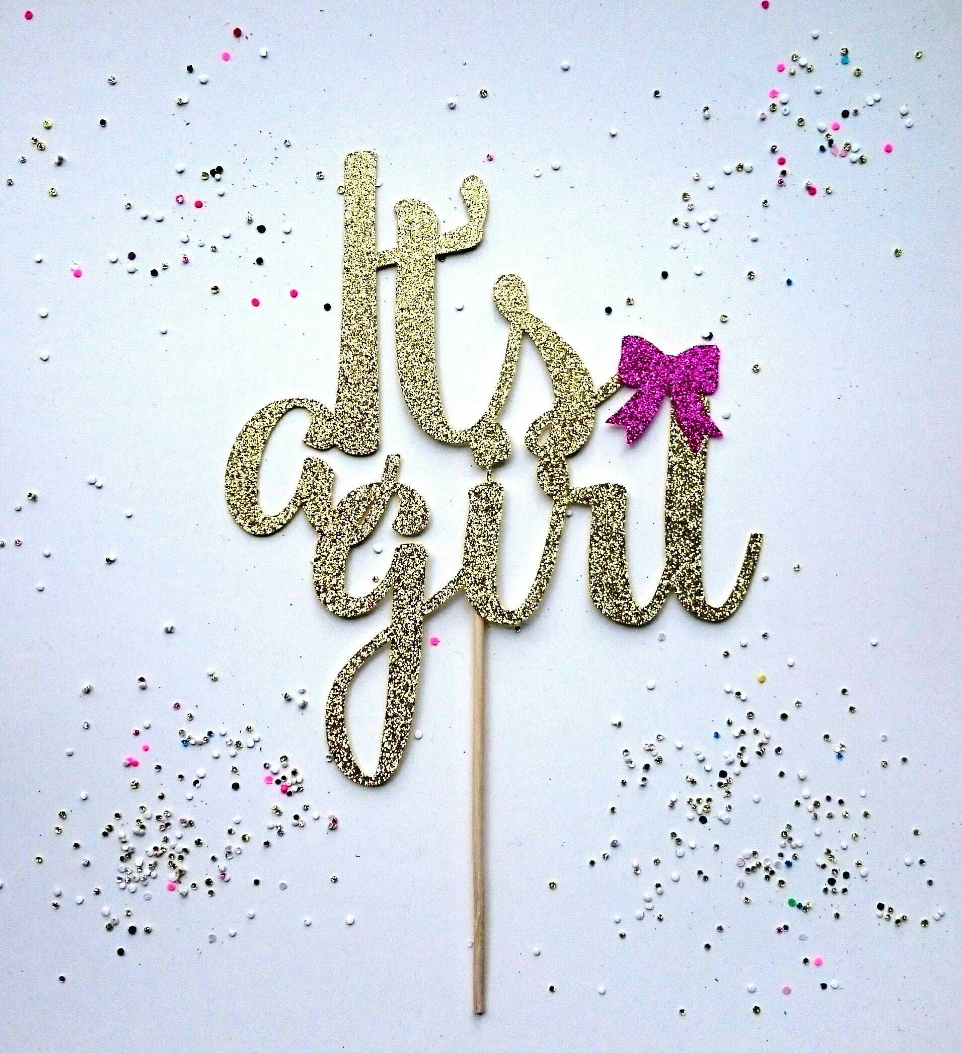 Its a girl Cake Topper Silver or Gold Glitter Baby Cake