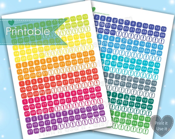 Printable Date Cover Stickers Rainbow Date Stickers Erin