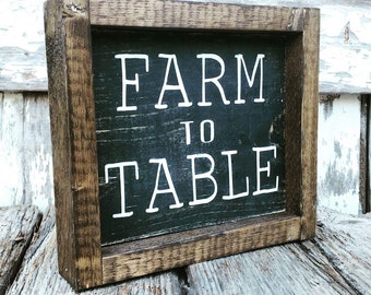 Farmhouse Sign | Farm to Table Sign | Farmhouse Decor | Cottage Kitchen | Black-Wash Sign | French Country Kitchen | Farmhouse Kitchen Sign