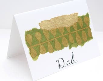 Unique, Handmade Card for Dad; Father's Day Card; Birthday Card for Dad; Unique Card for Dad; Olive Green and Gold