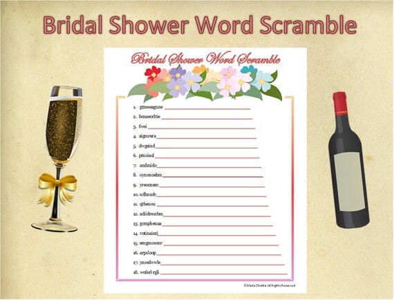bridal shower word scramble wedding word scramble game