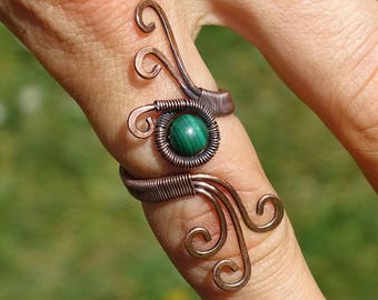 MALACHITE Healing Ring / Wire Wrapped Ring / wire wrapped jewelry handmade / Gem Healing Ring