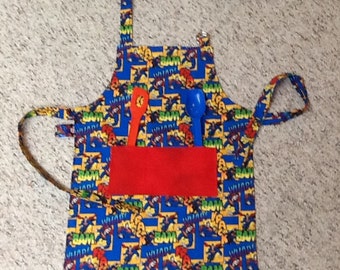 Superman child's apron, Man of steel, super hero, Bam, Whap, Krack, reversible, kids apron