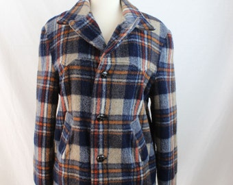 1960s Vintage Wool Plaid Coat Size Medium/Large