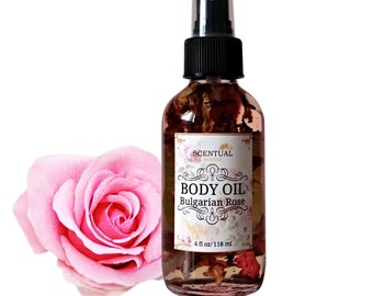 ORGANIC BODY Oil, Rose Body Oil, Massage Oil for Couples, Infused Body Oil, Massage & Body Oil, Gifts for Her, Holiday Gift, Birthday Gift