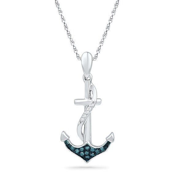 Anchor Necklace Sterling Silver or White Gold Pendant With
