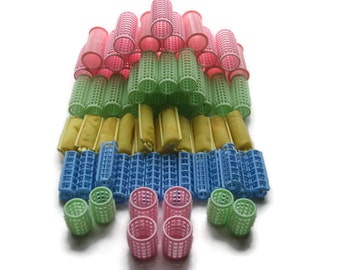Vintage Hair Curlers 1960s // 66 Hair Curlers // Sponge Hair Curlers // Basket Full Of Curlers, 502K