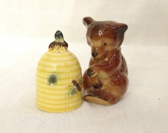 Vintage Goebel Bear and Beehive Salt and Pepper Shakers