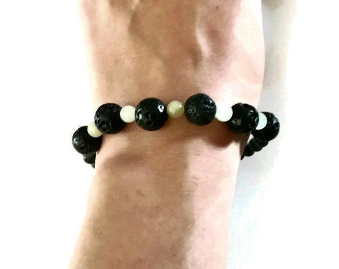 Italian Onyx, Serpentine and Lava Stone Aromatherapy Diffuser Bracelet, Essential Oil Diffusing Bracelet, Gemstone Bracelet, Unisex Bracelet