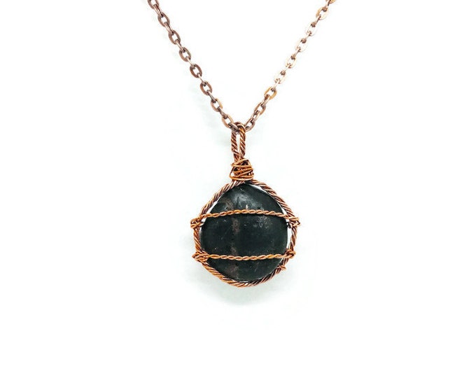 Clearance- Copper Wrapped River Rock Pendant Necklace, Mens Copper Necklace, Gifts for Men, Gifts for Her, Unique Birthday Gift