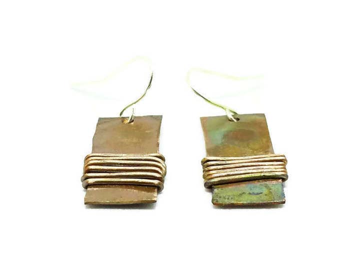 Rustic Copper Earrings, Copper Wire Earrings, Unique Birthday Gift, Gift for Her, Copper Dangle Earrings