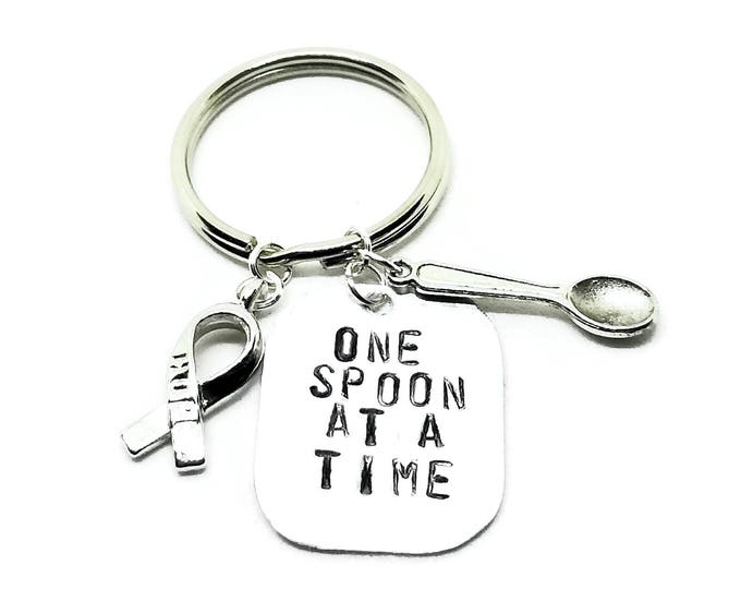 One Spoon at a Time Key Chain, Chronic Pain Awareness, Fibromyalgia Key Chain, Spoon Theory Key Chain, Multiple Sclerosis Awareness