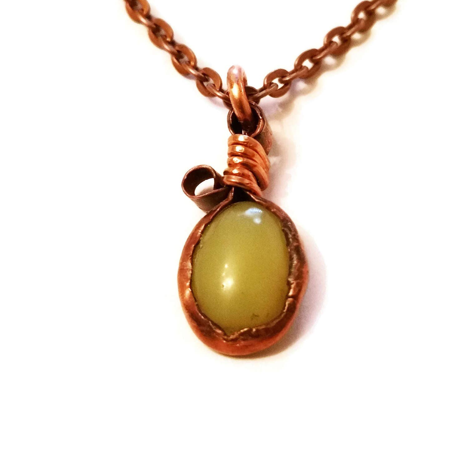 Yellow Nephrite Jade Copper Necklace Jade Pendant Unique