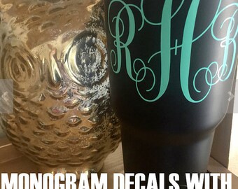 Yetti Monograms with FREE Shipping //Vinyl Monogram Decal//Personalized Decal//Vinyl Decal//Monogram// Vinyl Decal