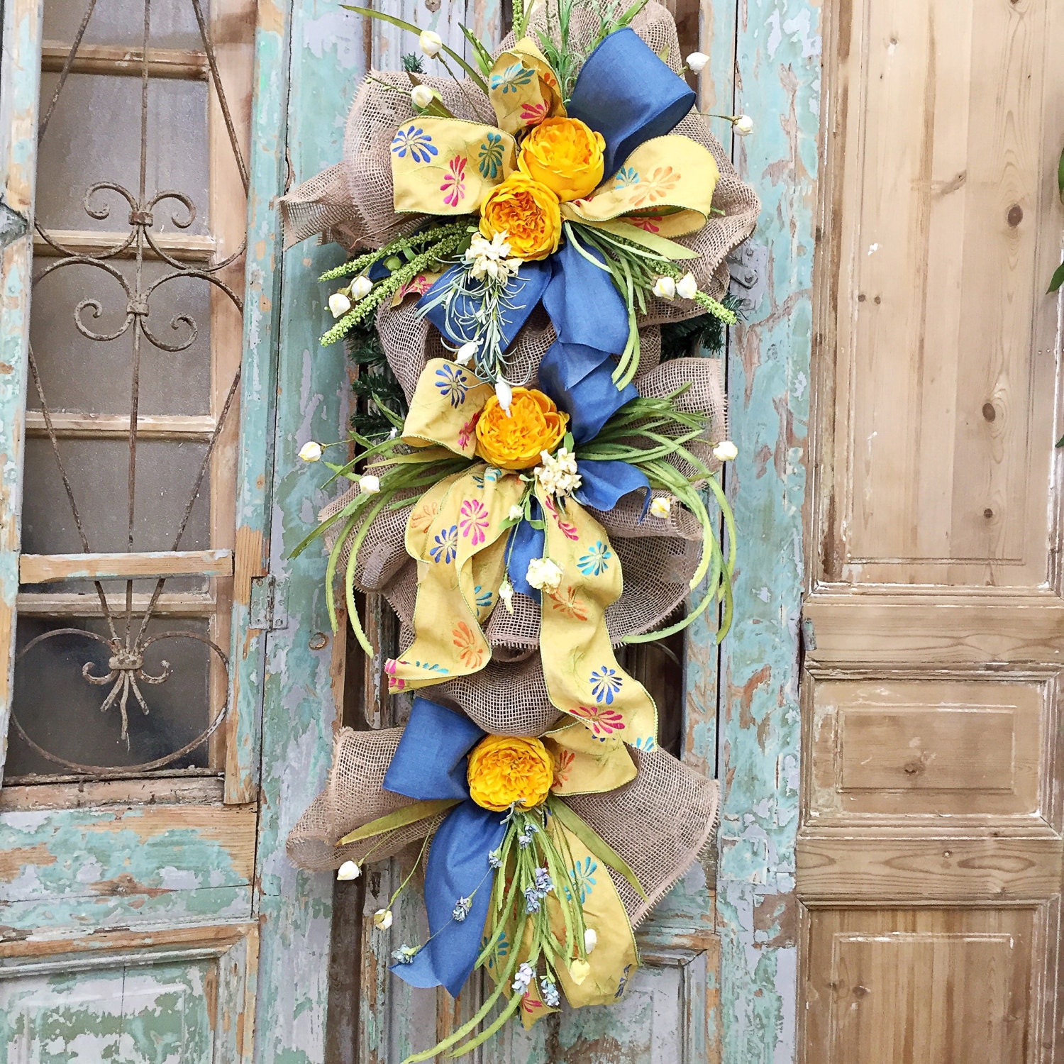 Spring Wreath Door Swag Door Decor Spring Door Swag Wreath
