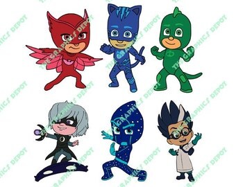 PJ Masks - Heroes and Villains - svg, dxf, eps, png, Studio3 - Download - Cut File, Clipart - Cricut Explorer - Silhouette Cameo