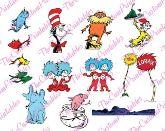 DR SEUSS, Cat, In The Hat, Lorax, Fish, Thing, SVG, Cut File, Vector, Cricut Files, Silhouette Files, Cameo, T-shirt