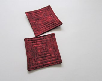 Primitive Fabric Coaster Set of Four, Farmhouse Coaster Set for Decor, Country Home Decor
