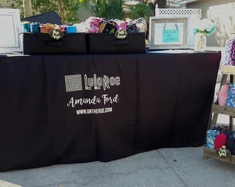 6' Fitted Tablecloth - Black - COMMERCIAL GRADE - Add Your Fashion Consultant or Leggings Business