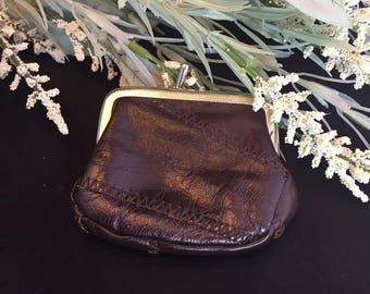 Vintage Small Brown Leather Coin Purse. Like New!