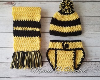 Crochet Harry Potter Baby Set, Harry Potter Hat, Harry Potter Baby Set, Hufflepuff Baby Set, Photo Prop Baby Set, Harry Potter Costume