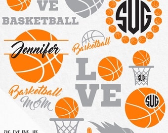 Basketball monogram svg, basketball mom svg, basketball net svg, basketball heart svg, basketball coach svg, circle monogram svg