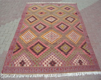 Bohemian Rug, Area Rugs 8x10, Turkish Rug, 121,5" x 70,8" Kelim Teppich, Kilim Rug, Lilim Rug, Large Kilim Rug, Tapis Kilim, Turkish Kilim
