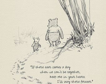 If there ever comes a day... - Winnie the Pooh Quotes - classic vintage style poster print based on original drawing by E.H. Shepard #04