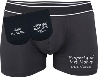 Groom Gift Set Personalised Boxers and Socks, Wedding Gift, Groom Gift, Anniversary Gift, in case you get cold feet