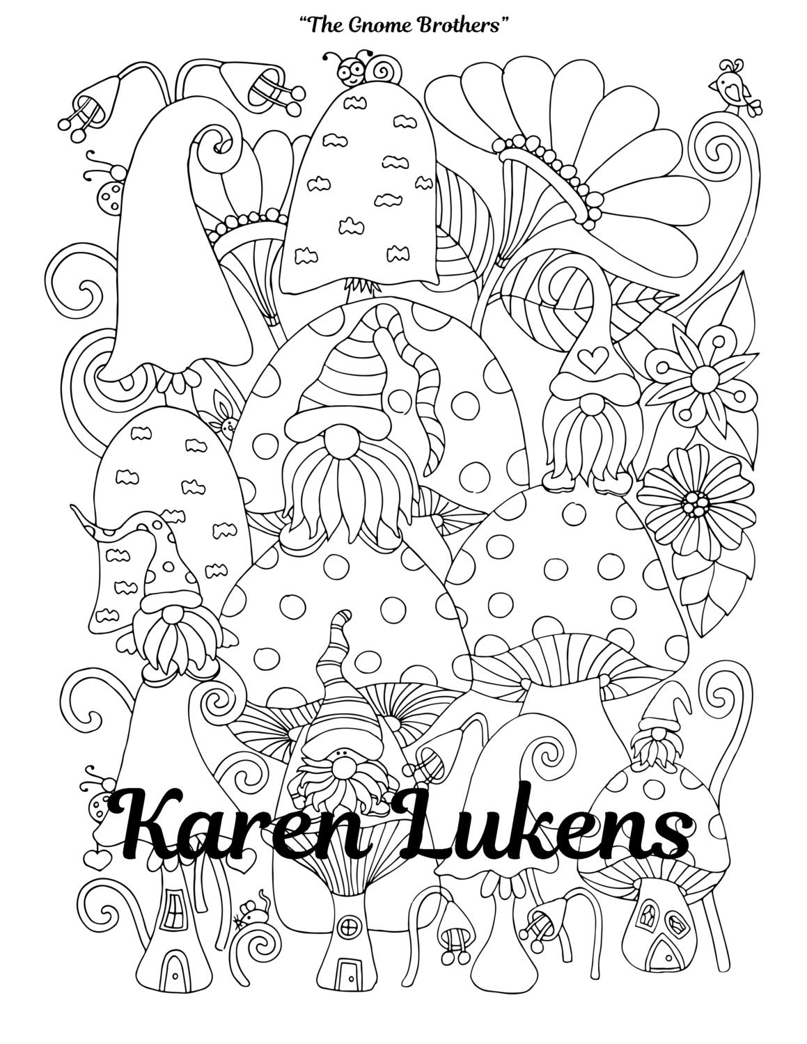 The Gnome Brothers 1 Adult Coloring Book Page Printable