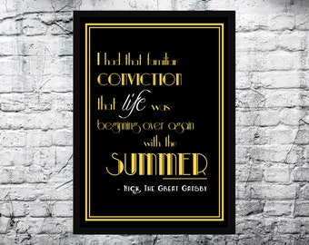 The Great Gatsby Quote A4 Print, Wall Art, 1920's. FREE shipping to UK.
