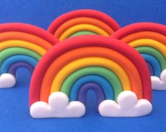 12 edible 3d RAINBOW cupcake toppers. Cake decorations. Gifts for kids.