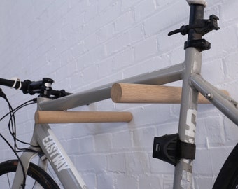 Bike Rack / Minimalist / Solid Oak Dowel/ Bike Hooks / Bike Accessories/ Bike Mount / Ash / Walnut