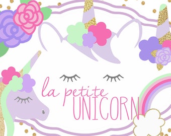 La Petite Unicorn Clip Art Collection, Unicorn clipart, unicorn for planner stickers, printable, wall art, invitations, party decor, vector