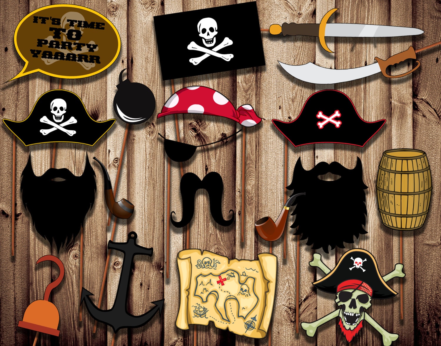 Printable Pirate Photo Booth Props Pirate Birthday Props