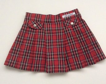Girls Tartan Skirt, Schoolgirl Skirt, Girls Punk Skirt, Girls Plaid Skirt, Girls Pleated Skirt, Mod Skirt, Red Tartan Skirt, READY TO SHIP