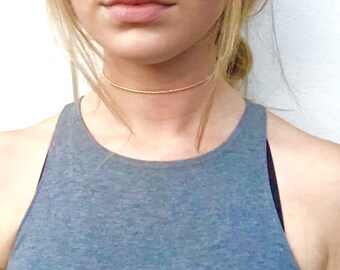 Rose Gold Beaded Choker, Thin Beaded Choker, Rose Gold Choker, Beaded Choker, Rose Gold Necklace, Rose Gold Beaded, Gold Beaded Choker