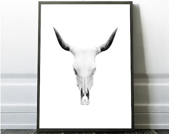 Skull Print, Printable art, Grey Skull Poster, Nature skull Print, Black and White Skull Art, Minimalist Grey Wall Art, Grey Art Photography