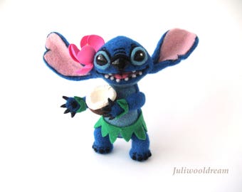 Needle felted Stitch inspired Lilo and Stitch Collectible doll Handmade doll Felted doll Needle felting Hawaii Felting wool Unique gift