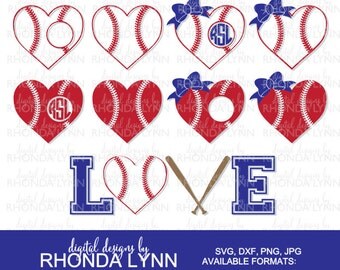 SALE! Baseball SVG, Baseball Love svg, dxf, jpg, png vector cut files, Baseball Monogram SVG, Baseball Heart svg, Baseball Monogram Frame