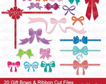 SALE! 20 Gift Bows & Ribbon Cut Files | Bow SVG | Ribbon SVG | Gift Bow Digital Download | Gift Bows and Ribbon Clipart | Scrapbook Bows