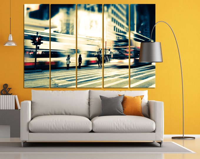 Abstract cityscape blurred background canvas wall art, night art, bokeh cityscape, blurred cityscape, blurred night city art