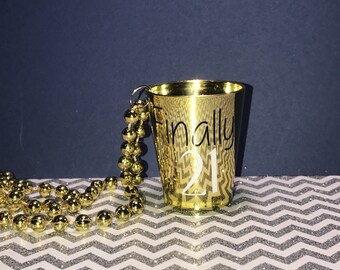 21st Birthday Shot Glass Necklace