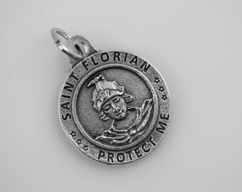 Saint Florian Protect Me Medal - Catholic Patron Saint of Fire Fighters - Catholic Saint Florian Italian Medal Jewelry Supply (M53)