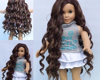 Custom Doll Wig 10-11" Moana Inspired Heat Safe fits Ag Dolls Gotz Journey Girls Color- Cocoa Swirl @EDD