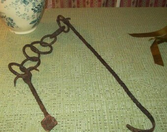 Old rack, 19 th wrought iron hanger, decoration, fireplace, Garden