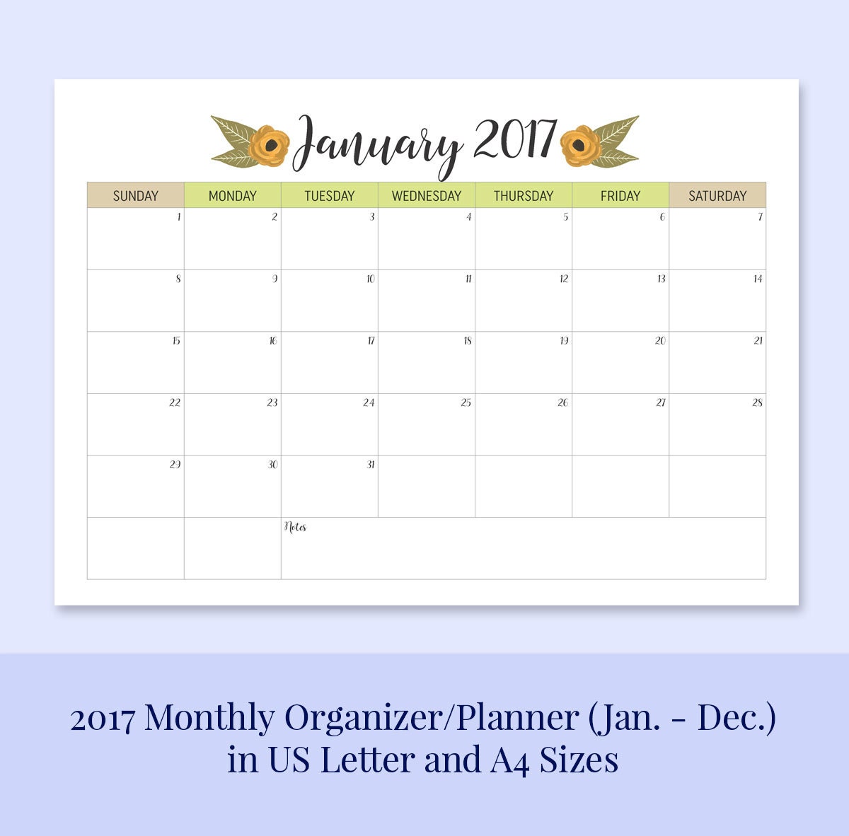 Printable Calendar Letter Size | a4 letter size 2017 printable calendar planner organizer Printable Calendar Letter Size | a4 letter size 2017 printable calendar planner organizer